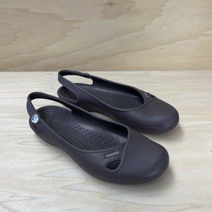 Crocs Womens Kadee Ballet Flats Slip On Sling Back Shoes Diamond Gem Brown Sz 8